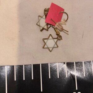 Gold ✡️ Star of David Earrings with White Inlay